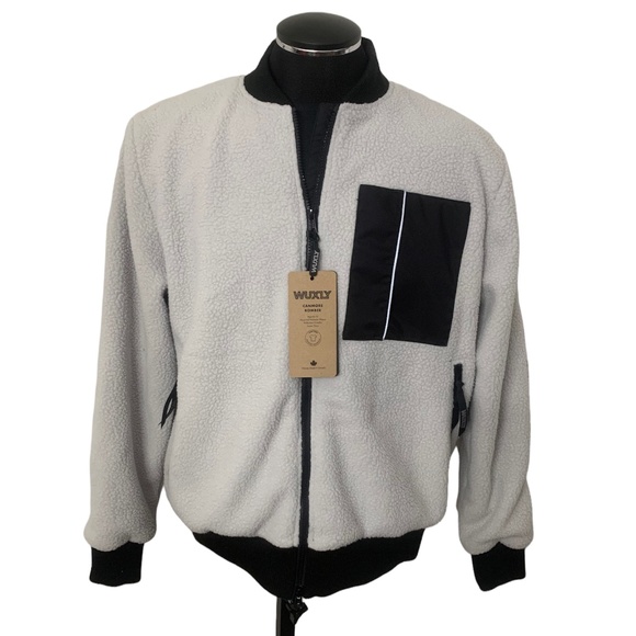 New Wuxly Canmore Bomber Jacket Grey Fleece Sz Large - Picture 3 of 9
